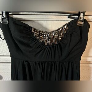 2B Bebe Black Strapless Dress with Metallic Accents